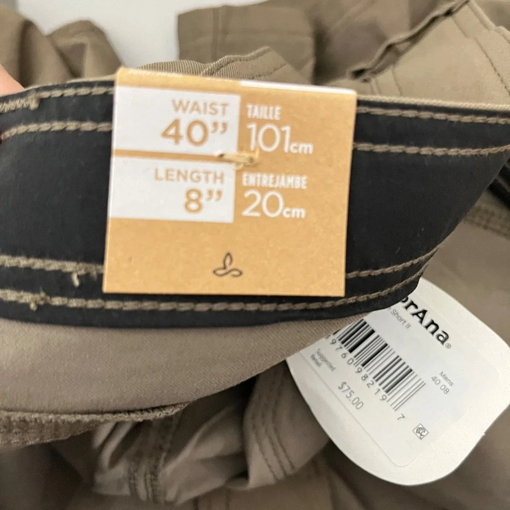 Prana Stretch Zion Short II Mens 40 Mud Brown Hiking Outdoor 1969751